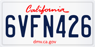 CA license plate 6VFN426
