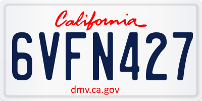 CA license plate 6VFN427