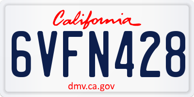 CA license plate 6VFN428