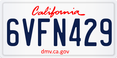 CA license plate 6VFN429