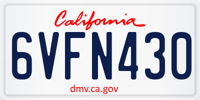 CA license plate 6VFN430