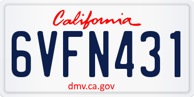 CA license plate 6VFN431