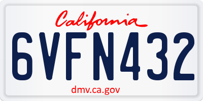 CA license plate 6VFN432