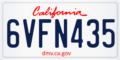 CA license plate 6VFN435