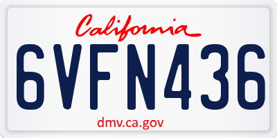CA license plate 6VFN436