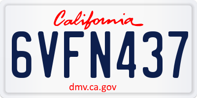 CA license plate 6VFN437