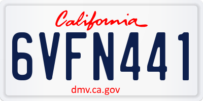 CA license plate 6VFN441