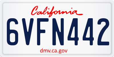 CA license plate 6VFN442