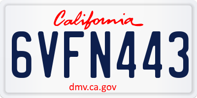 CA license plate 6VFN443