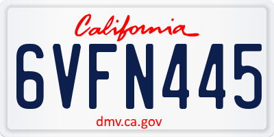 CA license plate 6VFN445