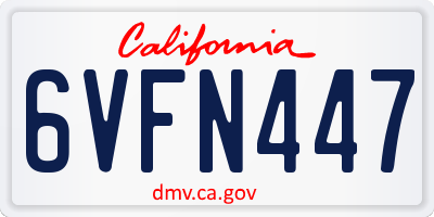 CA license plate 6VFN447