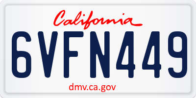 CA license plate 6VFN449