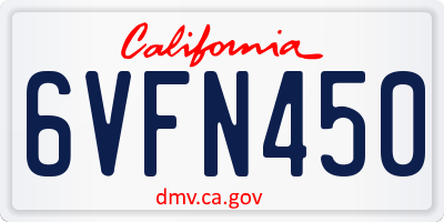 CA license plate 6VFN450