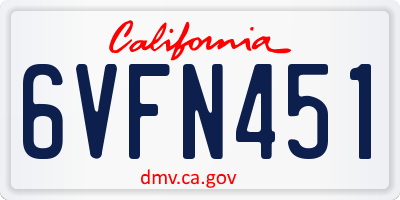 CA license plate 6VFN451