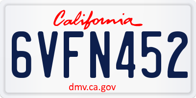 CA license plate 6VFN452