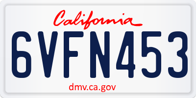 CA license plate 6VFN453