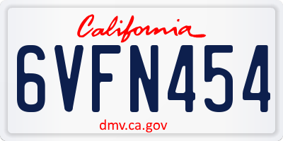 CA license plate 6VFN454