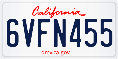 CA license plate 6VFN455