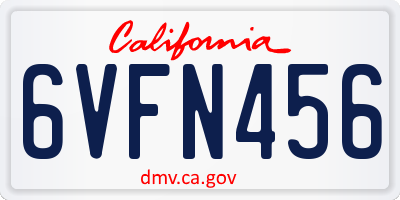 CA license plate 6VFN456