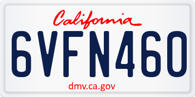 CA license plate 6VFN460