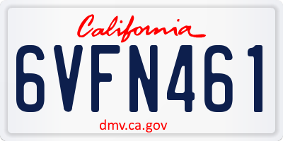 CA license plate 6VFN461