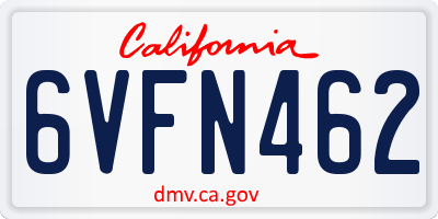 CA license plate 6VFN462
