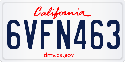 CA license plate 6VFN463