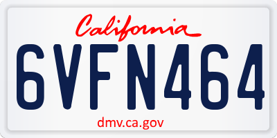 CA license plate 6VFN464