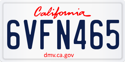 CA license plate 6VFN465