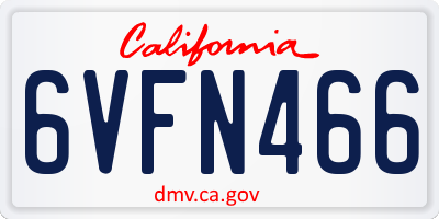 CA license plate 6VFN466