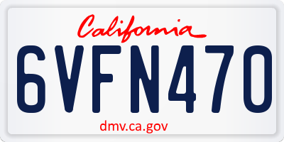 CA license plate 6VFN470