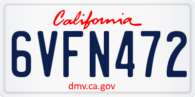 CA license plate 6VFN472
