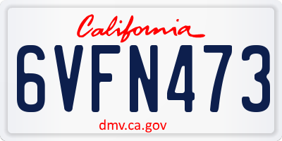 CA license plate 6VFN473