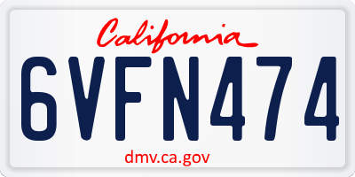 CA license plate 6VFN474