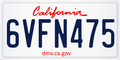 CA license plate 6VFN475