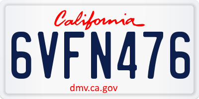 CA license plate 6VFN476