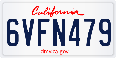 CA license plate 6VFN479