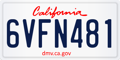 CA license plate 6VFN481