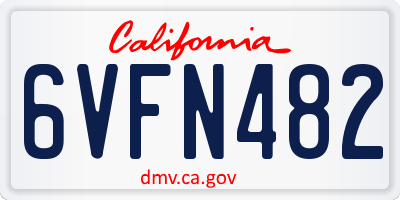 CA license plate 6VFN482