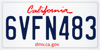 CA license plate 6VFN483
