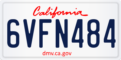CA license plate 6VFN484