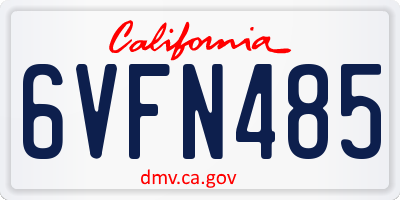 CA license plate 6VFN485