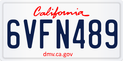CA license plate 6VFN489