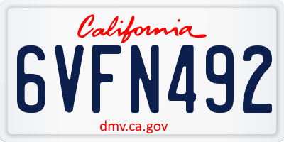 CA license plate 6VFN492