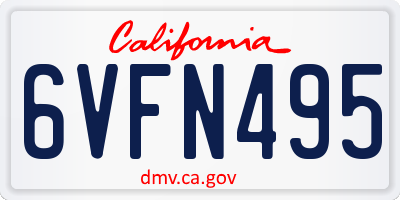 CA license plate 6VFN495