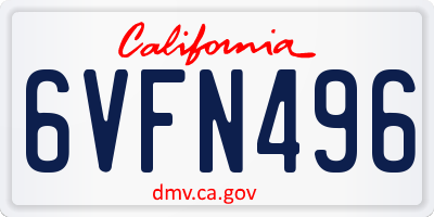CA license plate 6VFN496