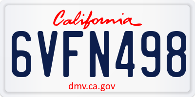 CA license plate 6VFN498