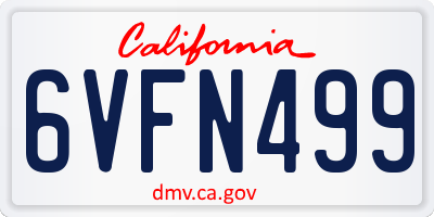 CA license plate 6VFN499