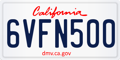 CA license plate 6VFN500