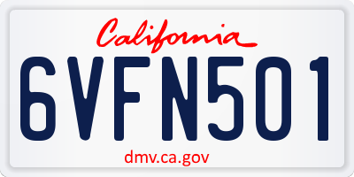 CA license plate 6VFN501